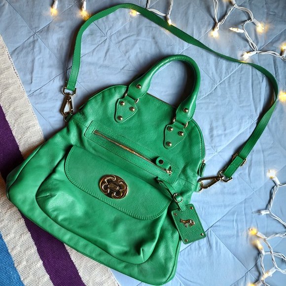 EMMA FOX fold over LG. Kelly Green Satchel Crossbody - Picture 2 of 12
